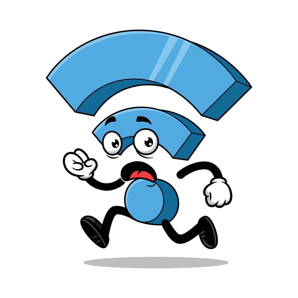 Running WiFi Signal Clipart - Funny Internet Connectivity Problem Concept vector