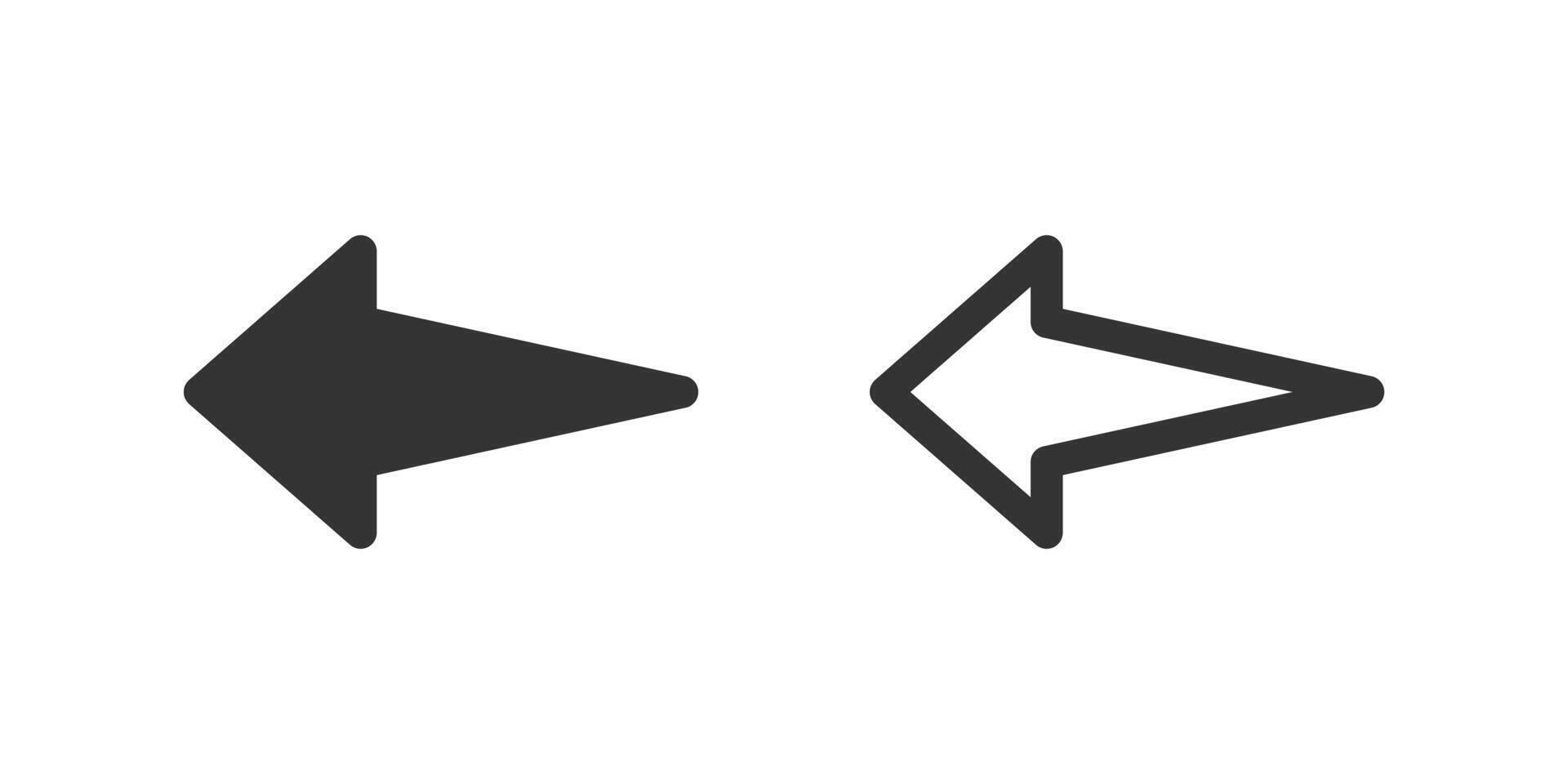 Straight left arrow icon set. Suitable for back buttons, previous steps, and filtering options. Symbol of back, previous, and filter. vector