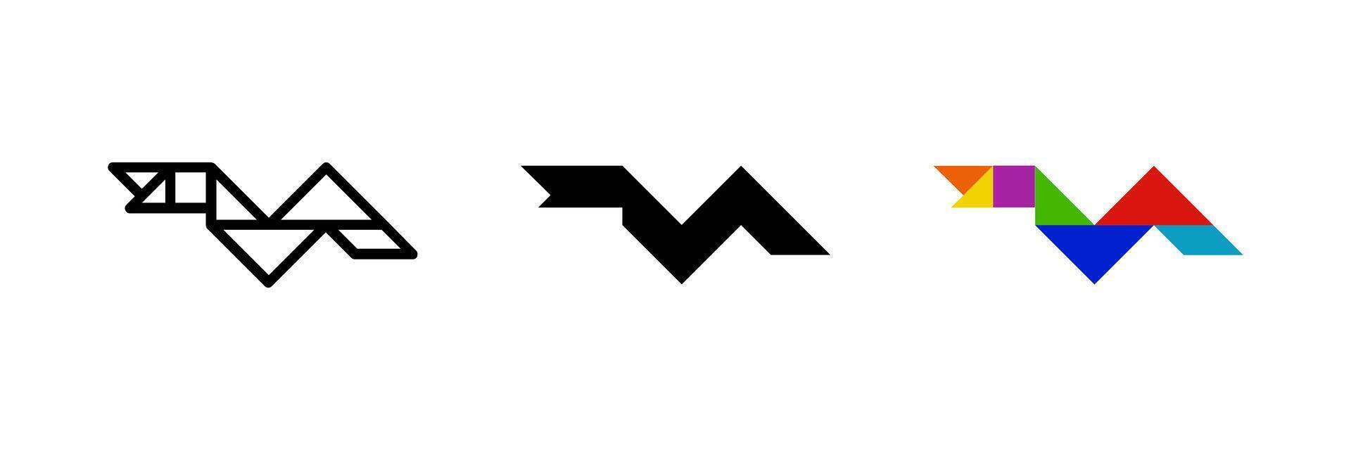 Snake tangram icon. Ideal for reptile or puzzle designs. vector