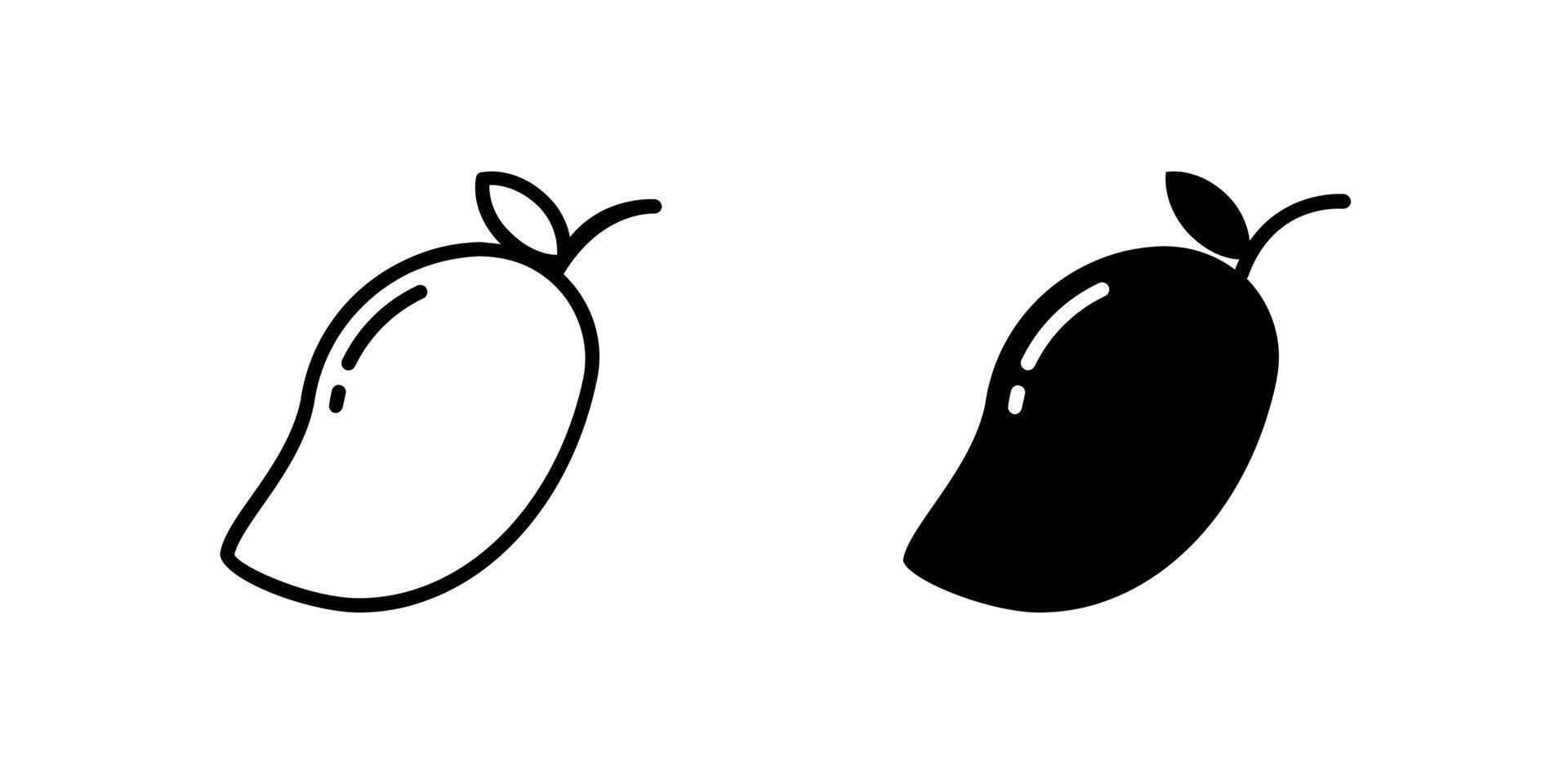 Mango icons, ideal for tropical fruits, smoothies, healthy eating, and exotic food branding. vector