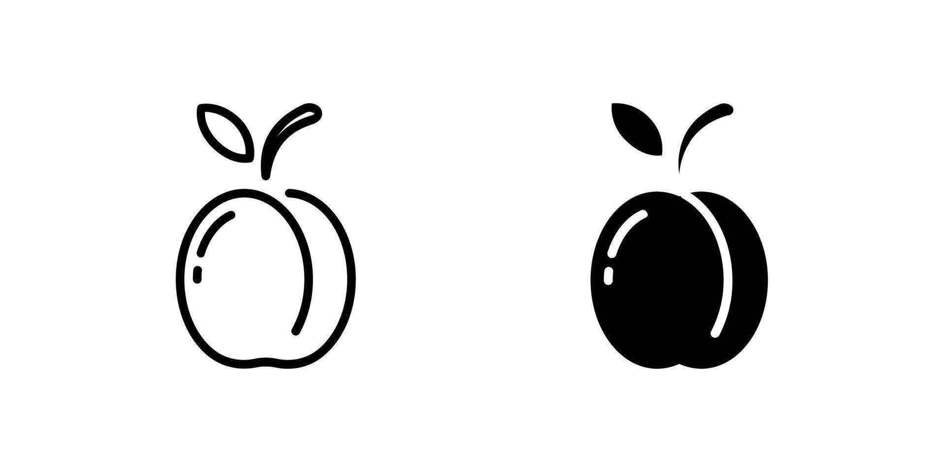 Apricot icons, ideal for healthy eating, baking, fruit juices, and agricultural themes with a focus on fresh produce. vector