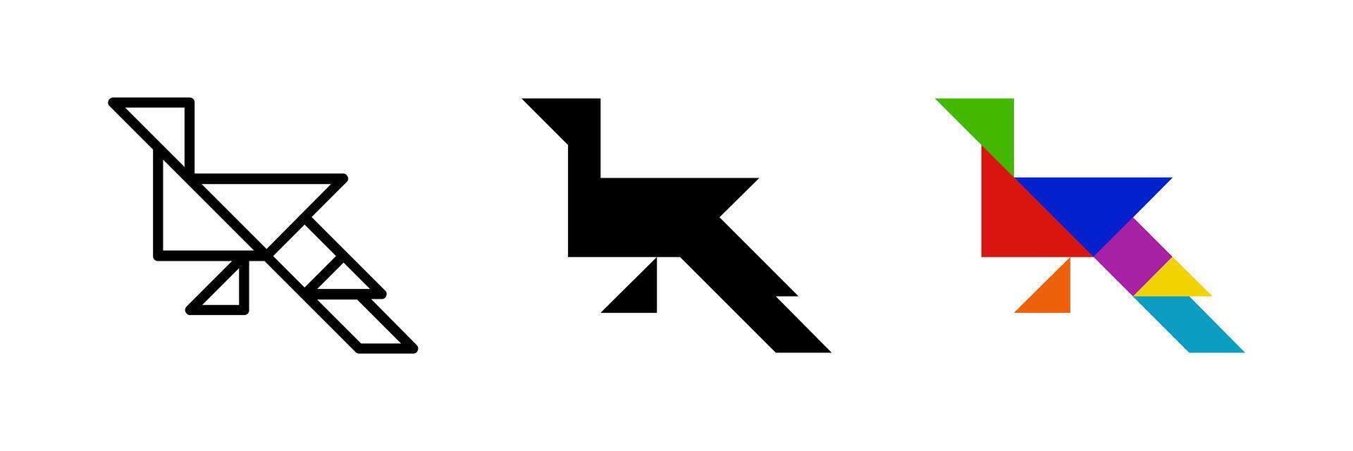 Peacock tangram icon. Great for bird or puzzle designs. vector