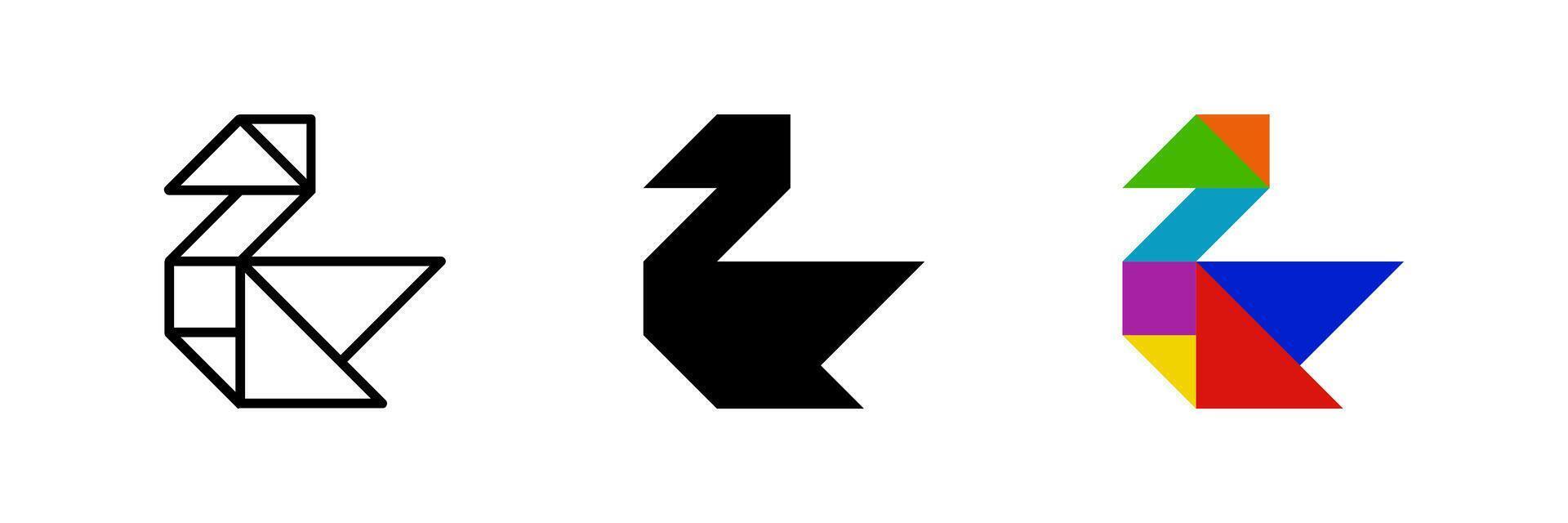 Cygnet tangram icon. Ideal for waterfowl or puzzle designs. vector