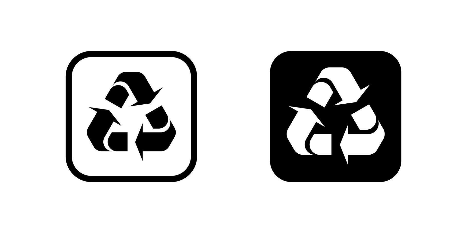 Universal recycle symbol icons, used for environmental awareness, waste sorting, and indicating recyclable materials on products and packaging. vector