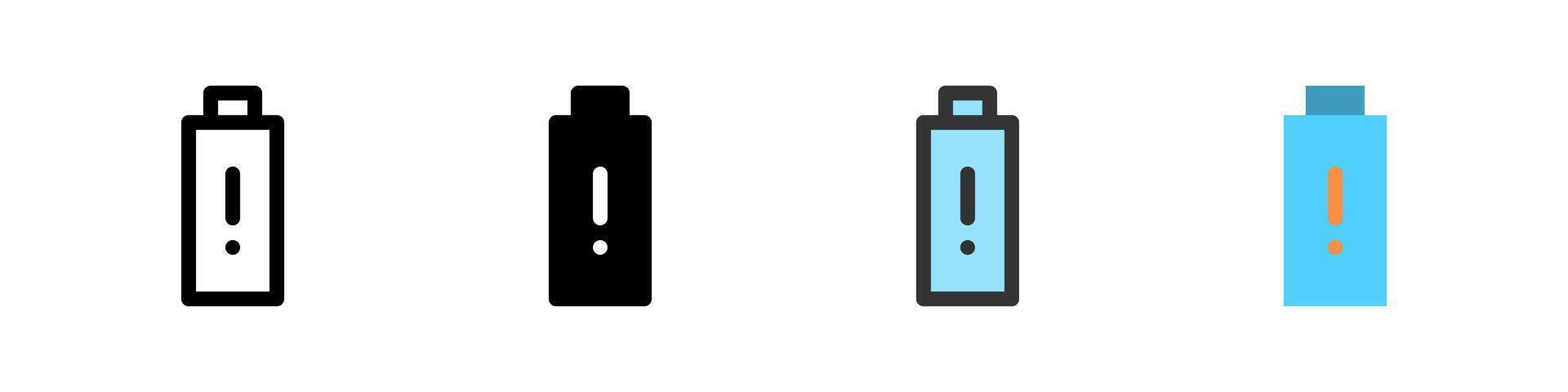 Icon set for battery low. Great for devices, apps, or energy alerts. vector