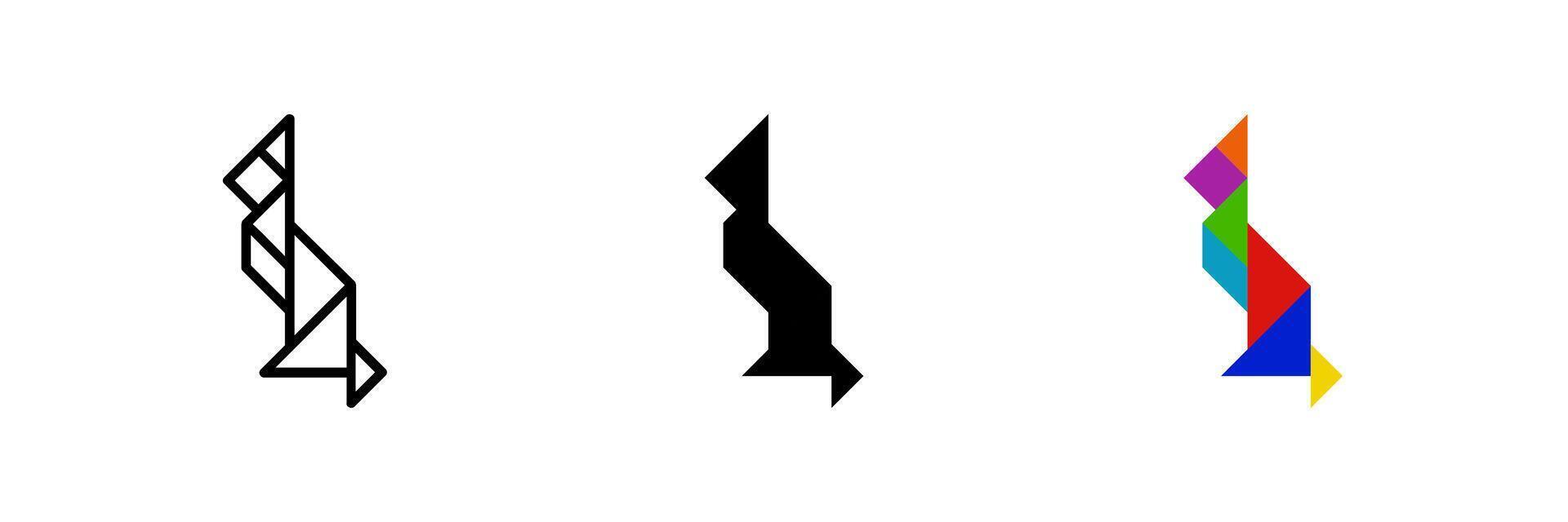 Sitting cat tangram icon. Ideal for pet or calm designs. vector