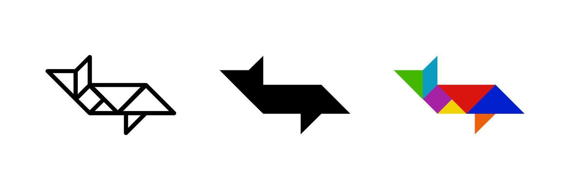 Whale tangram icon. Ideal for aquatic or puzzle designs. vector