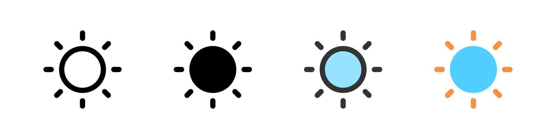 Icon set for brightness. Great for apps, displays, or lighting controls. vector