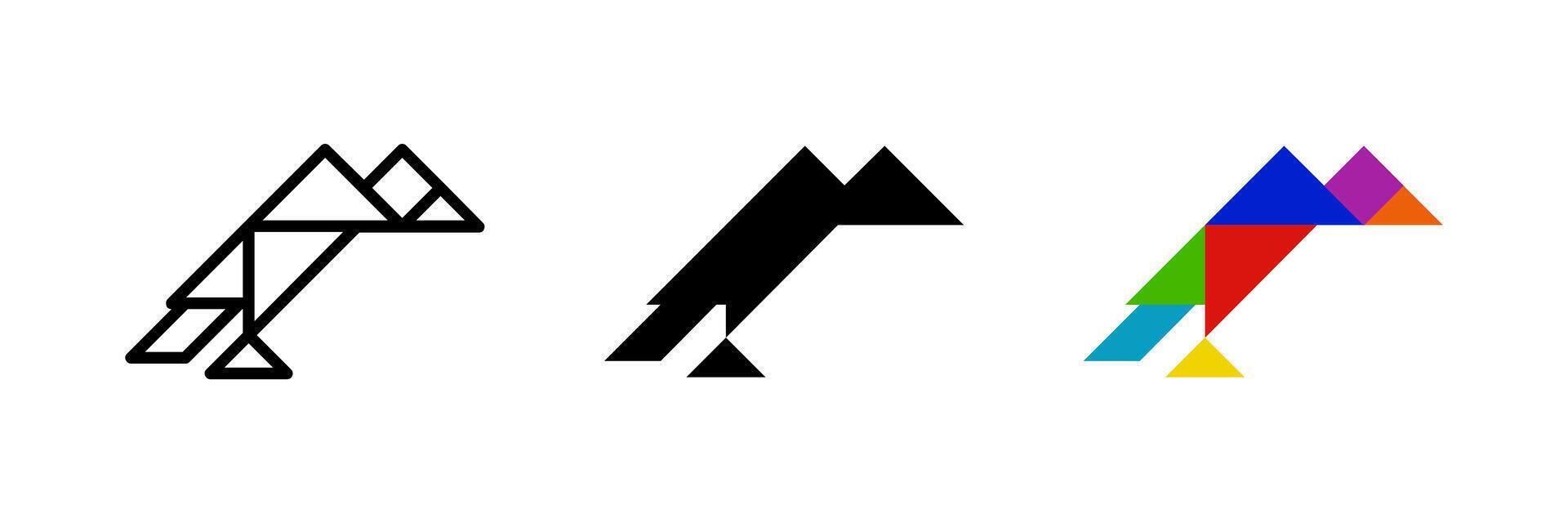 Vulture tangram icon. Great for wildlife or puzzle designs. vector