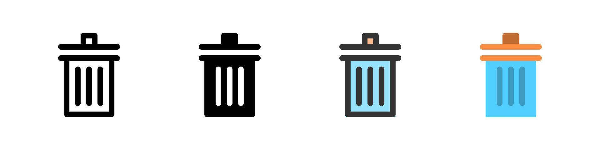 Icon set for delete. Suitable for apps, file management, or UI design. vector