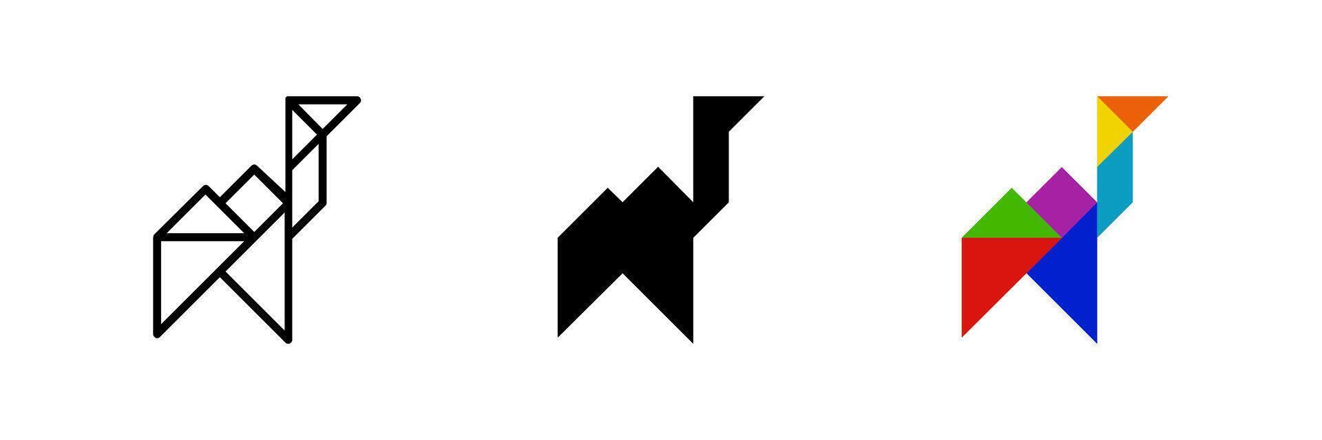 Camel tangram icon. Great for puzzles or desert animal designs. vector
