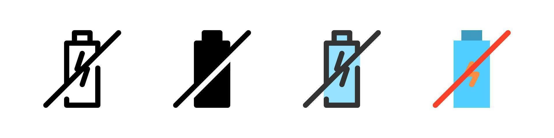Icon set for battery not charging. Suitable for devices or apps. vector