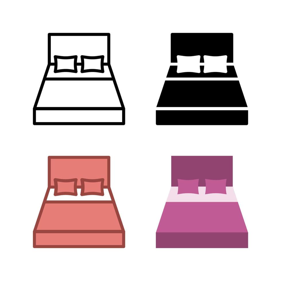 A diverse collection of bed icons, including various bed frames and styles, suitable for bedroom decor, hotel design, and sleeping arrangements. vector