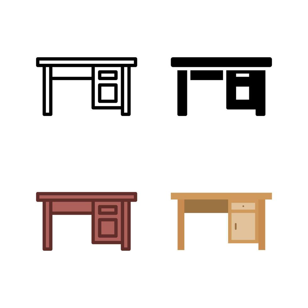 A versatile set of desk icons, ideal for home offices, workspaces, study areas, and corporate environments. vector
