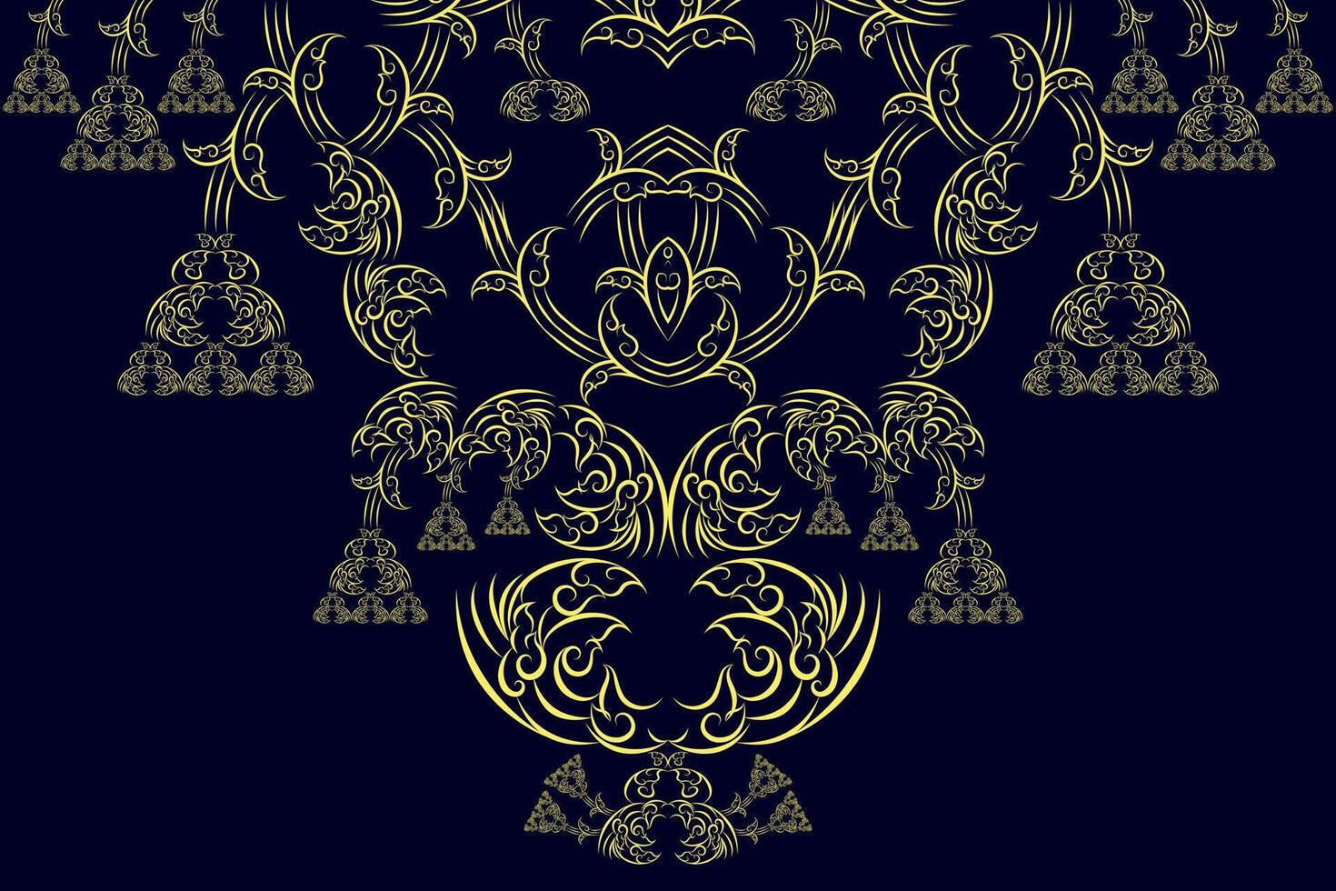 Native embroidery design using Thai pattern elements used to decorate shirt collars. vector