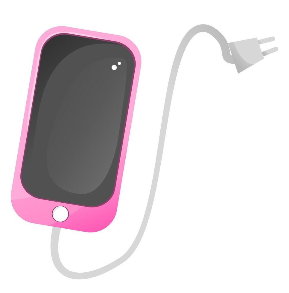 Handphone with charger with isolated background vector