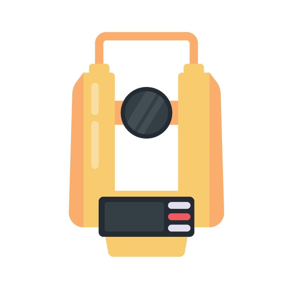Flat illustration of a total station used in surveying and engineering measurements vector
