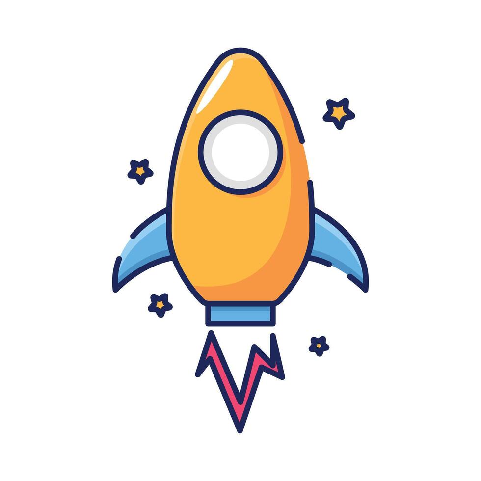 Rocket ship icon, flat style, illustration vector