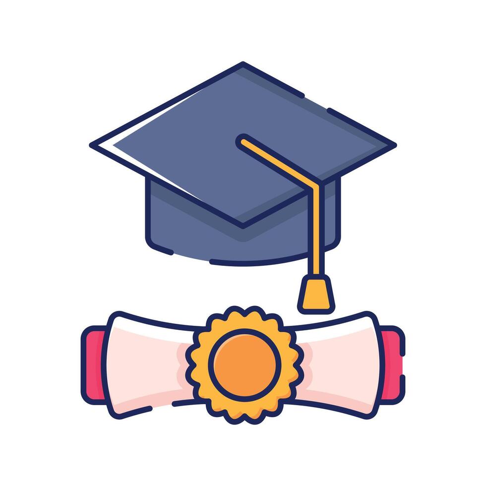 Graduation cap and diploma on white background vector