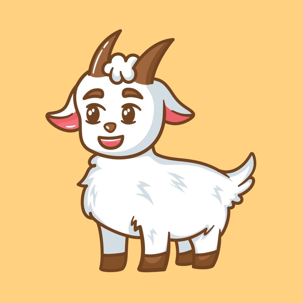 Cartoon goat with horns on a yellow background vector