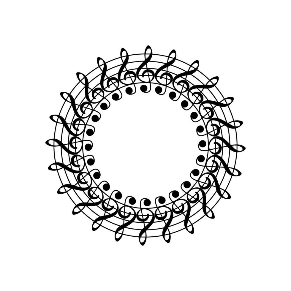 Circle Shape Created by Musical Notation Icon Symbol, can use for Logo, Pictogram, Emblem, Musical Illustration, Decoration, Ornate, Cover, Framework or Graphic Design Element. Editable vector