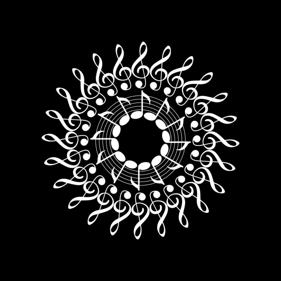 Circle Shape Created by Musical Notation Icon Symbol, can use for Logo, Pictogram, Emblem, Musical Illustration, Decoration, Ornate, Cover, Framework, etc. Flat style Editable vector