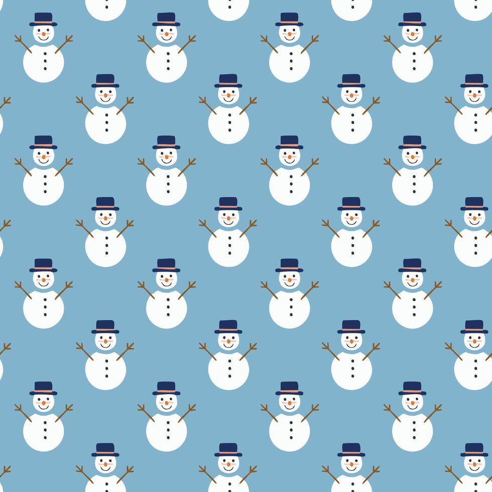 Simple christmas snowman seamless pattern illustration background vector