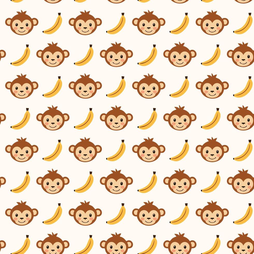 Monkey and banana pattern vector