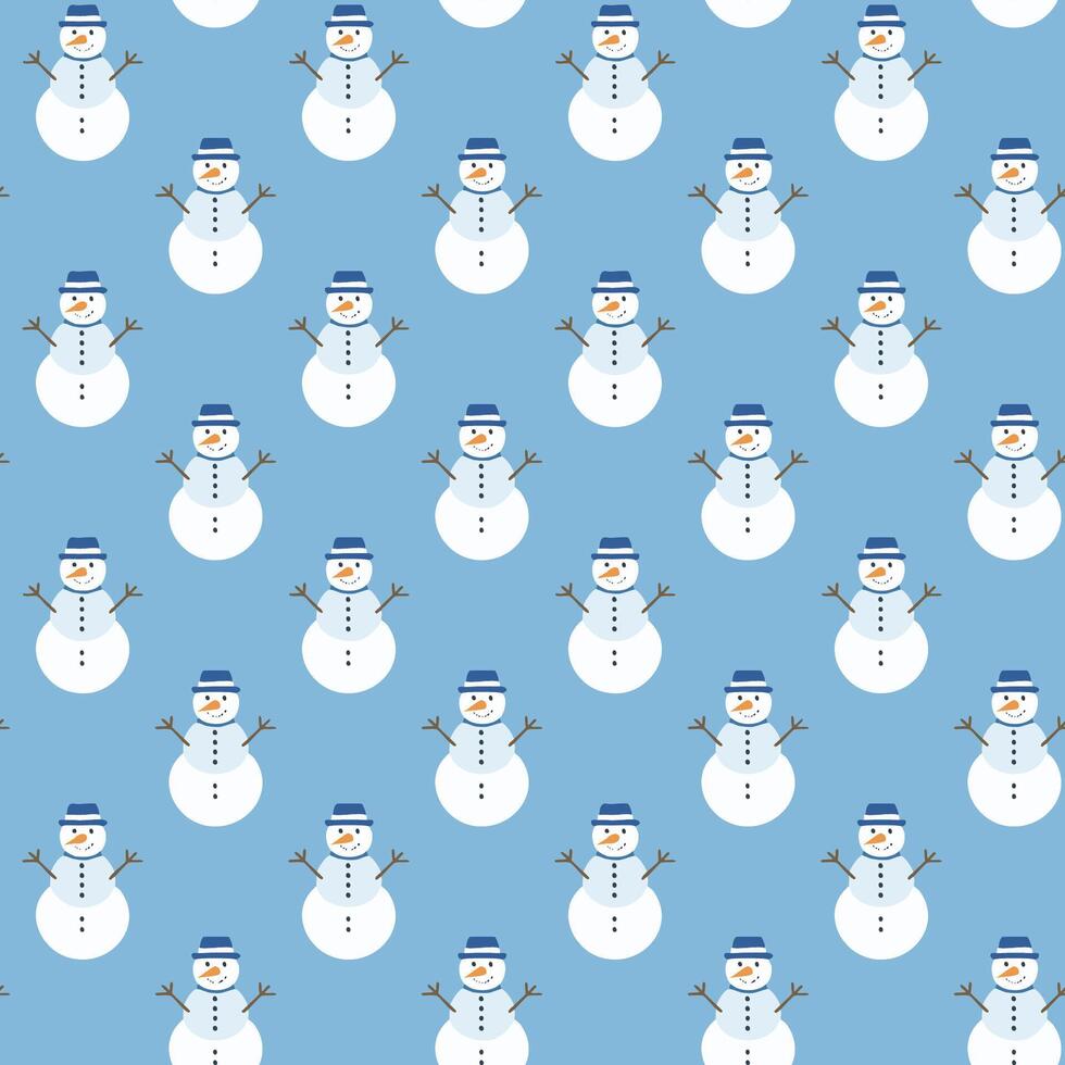 Christmas snowman seamless pattern background illustration design simple vector