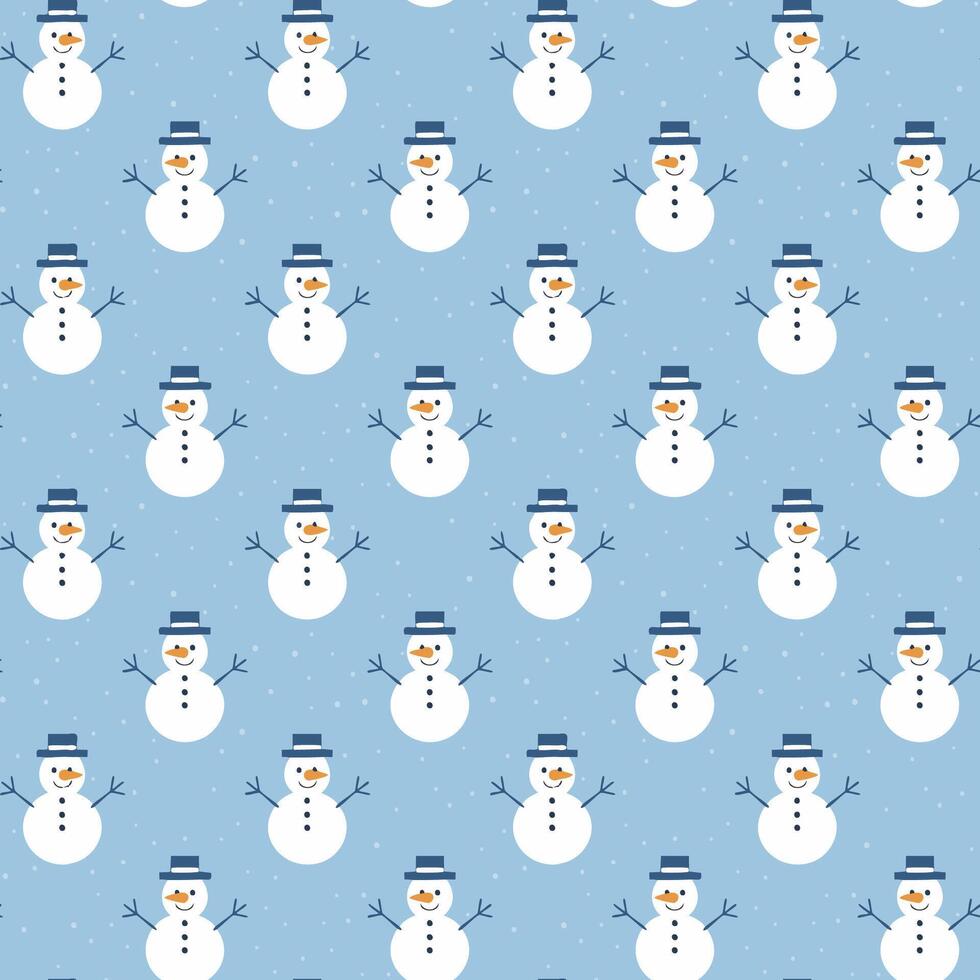 Simple christmas snowman seamless pattern background illustration minimalist vector