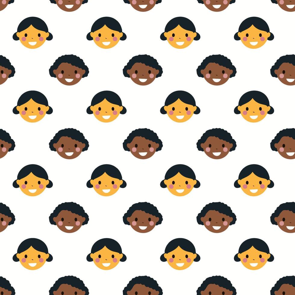 Cute face pattern background vector