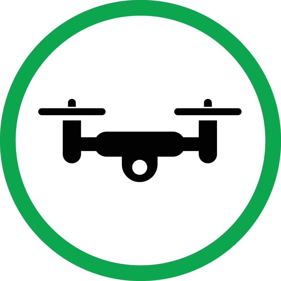 drone zone icon. drone silhouette inside a green circle . vector