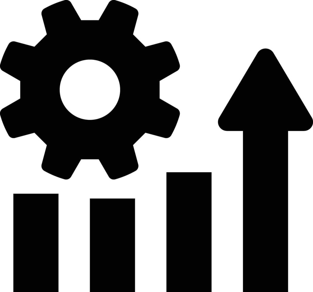 efficient grow, graph revenue growth icon. Line sign arrows up and cogwheel. an icon of a gear and an arrow. isolated pictograms for web and app on white background vector