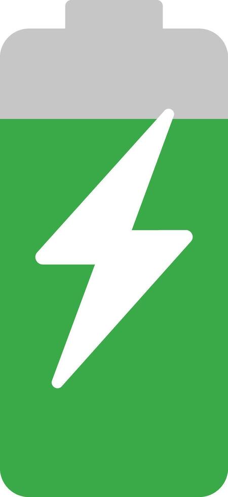 Battery charge icon. a green battery with a white lightning bolt vector
