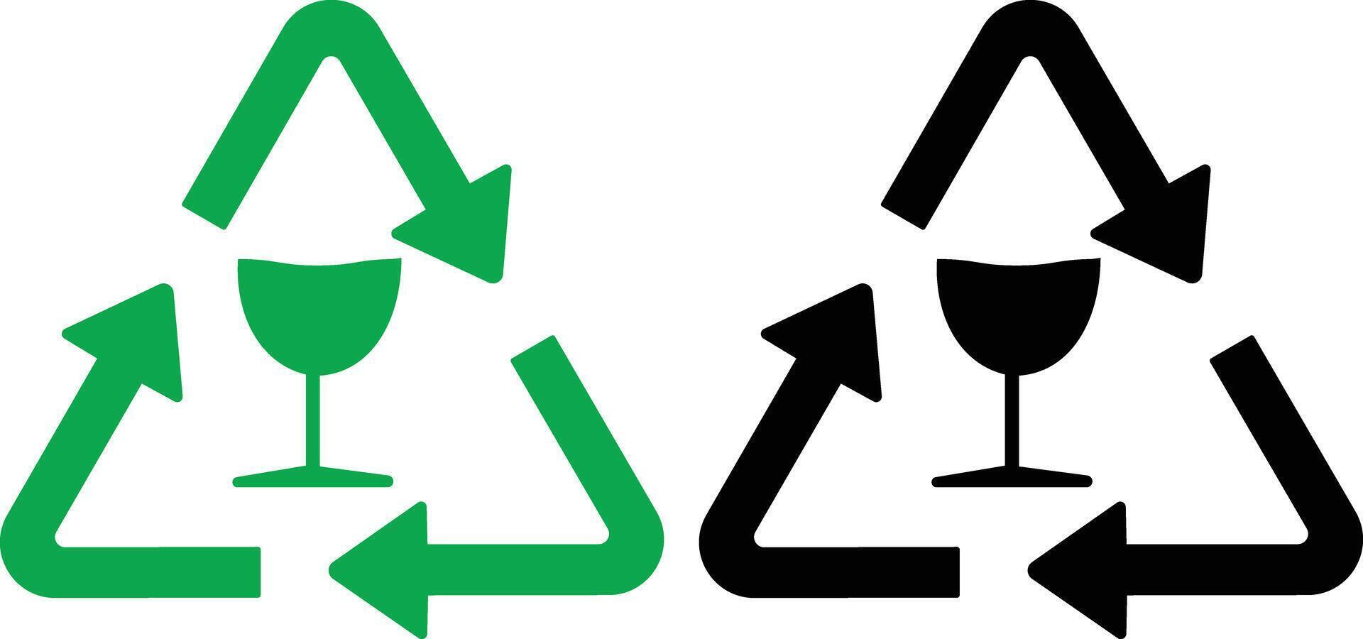 collection of recycle icon illustration. Recycle symbols isolated. recycling symbol with a glass in it editable icon. vector