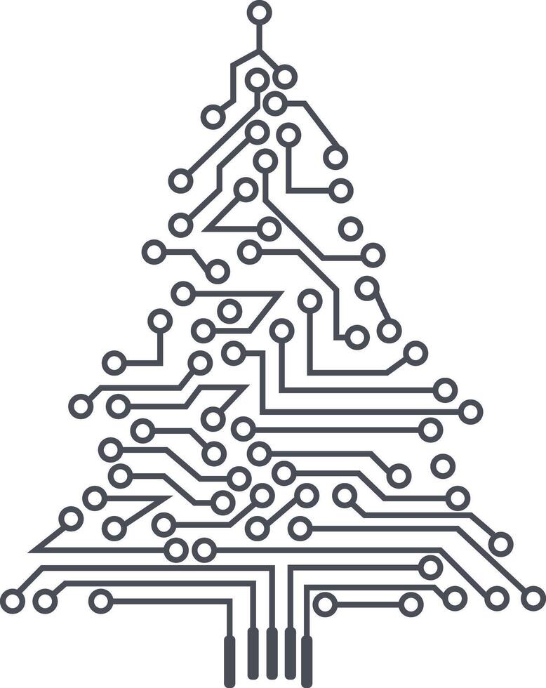christmas tree circuit board. from digital electronic circuit. illustration vector