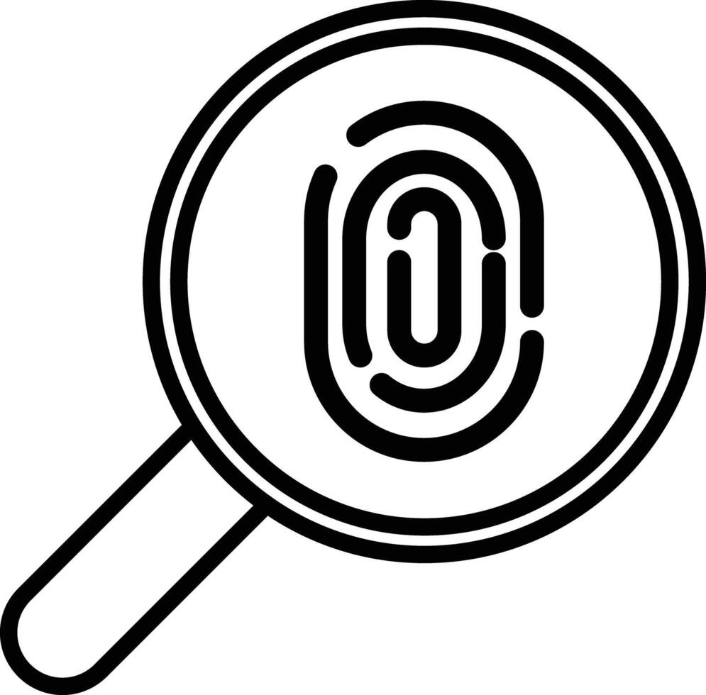 fingerprint evidence icon with outline style, magnifying glass fingerprint icon, illustration design vector