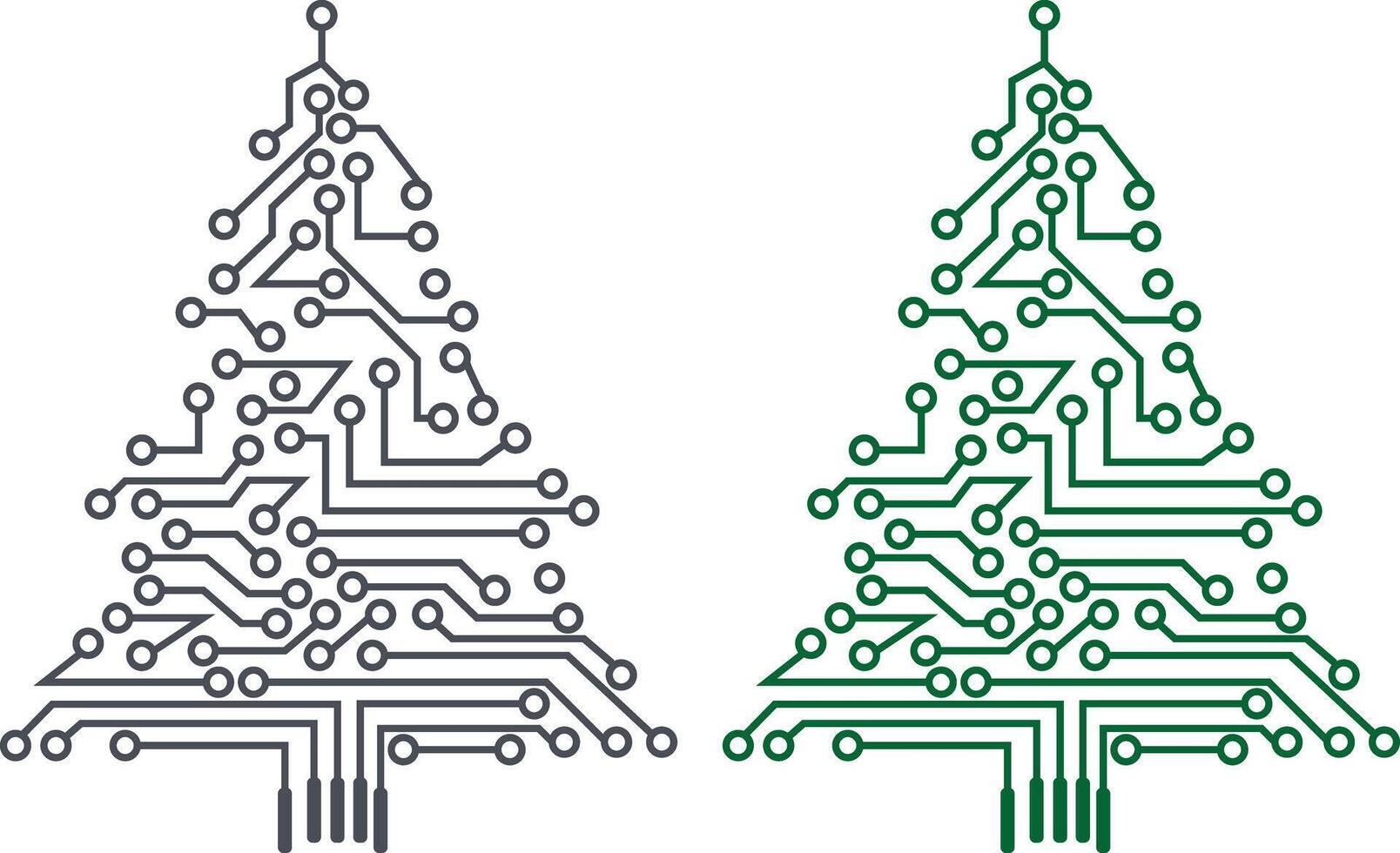 Electronic Circuit Christmas Tree Icon Set. christmas tree circuit board christmas tree circuit board. black. green. in modern design. illustration vector