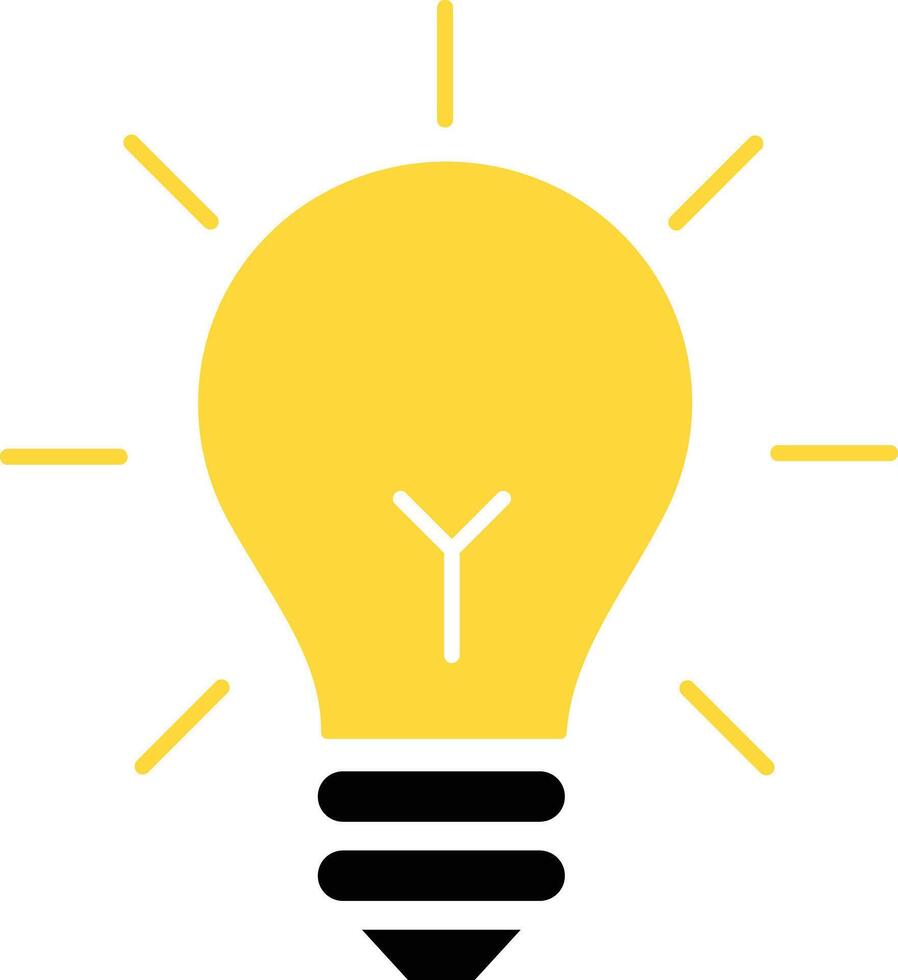 yellow light bulb icon. Idea, solution, business, strategy concept. Isolated illustration, lamp icon. Solution and business idea. Thinking, invention symbol. vector