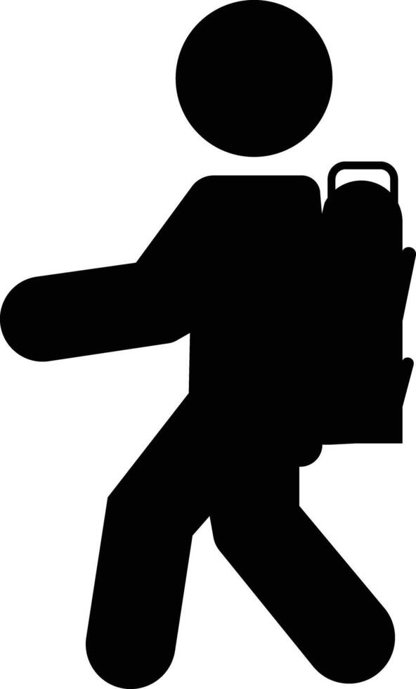student icon. atleta icon. a silhouette of a man carrying a backpack. High school pupil with rucksack. black design. vector