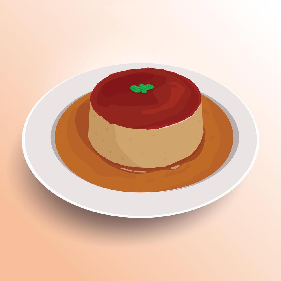Steamed caramel pudding design illustration vector
