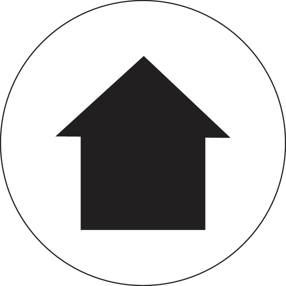 House Silhouette Icon with Circular Home Button, Minimalist UI Symbol for Navigation vector