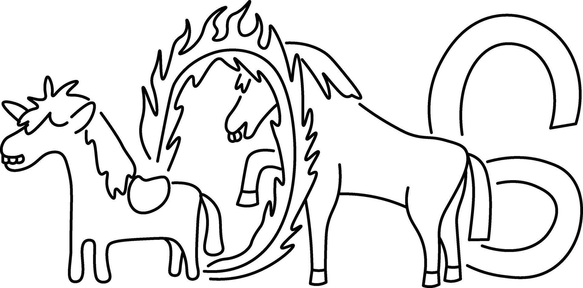 linear horses in shape of 2026 year vector