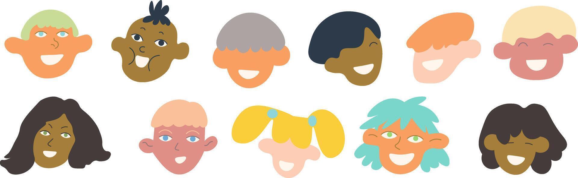 cute kids portrait set vector