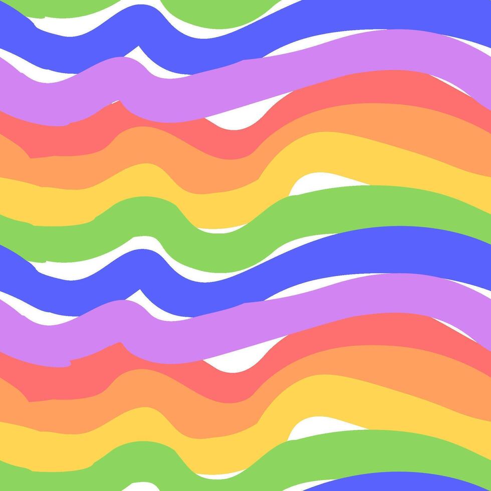 seamless pattern with curved rainbow stripes vector