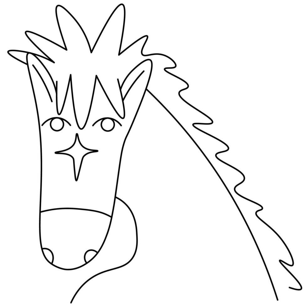 simple horses portrait in lines vector
