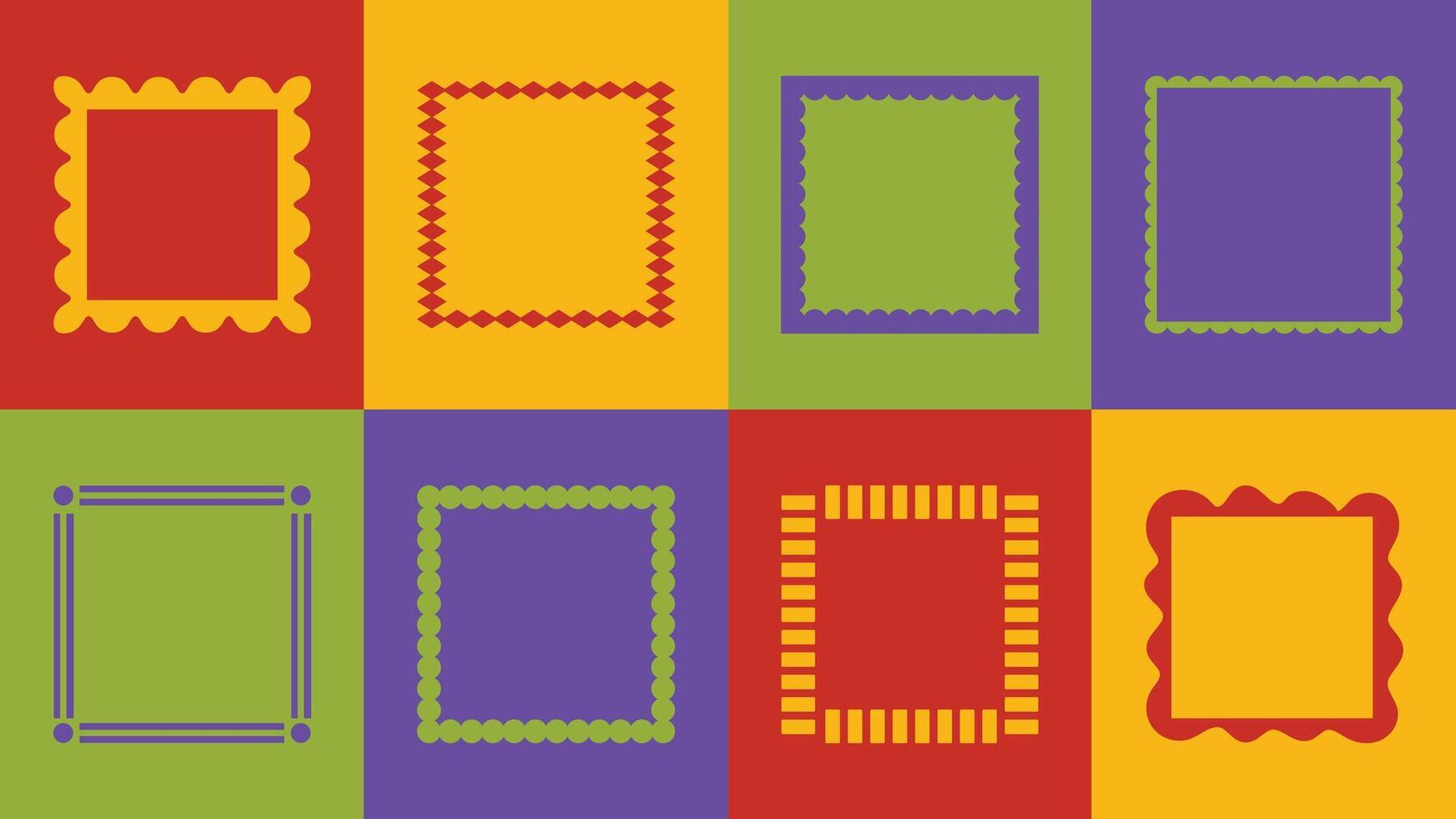 Creative bundle of square decorative borders in messy cut-out style. Use for branding, logo accents, or minimalist layout design. vector