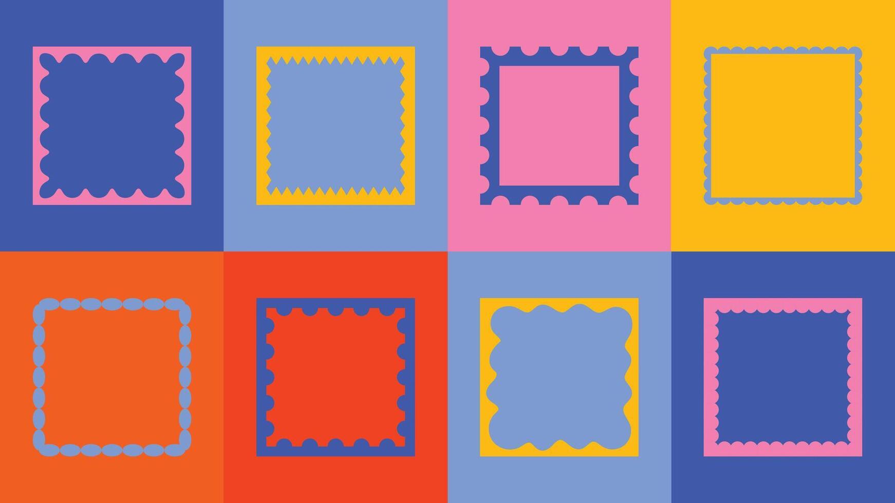 bundle of square decorative borders in messy cut-out style. Use for branding, logo accents, or minimalist layout design. vector