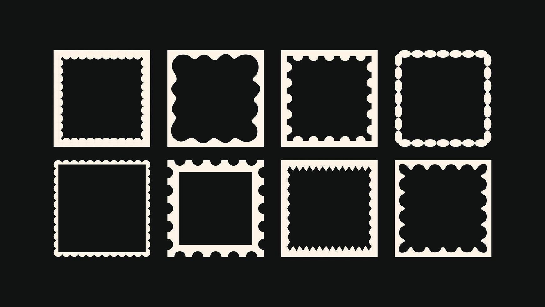 square frames with collage vibes and cut-out texture. vector