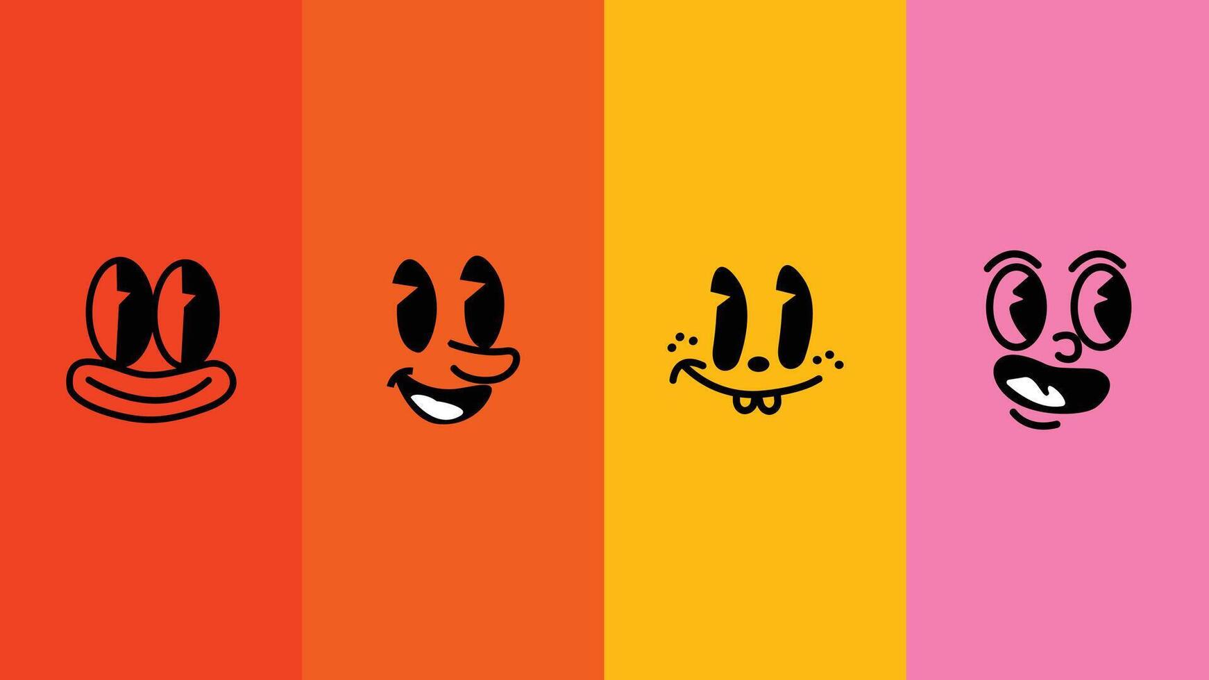 Set of cartoon faces and emotions. vector